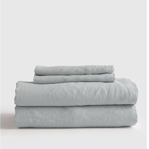 Quince Sky Blue 100% linen king sheets